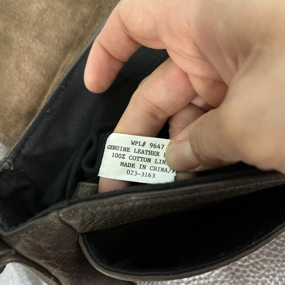 Eddie Bauer Brown Pebbled Leather Messenger Bag Travel Crossbody Suede Lined - Picture 6 of 9